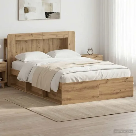 vidaXL Sengestel med opbevaring, Artisan-eg, 140 x 190 cm