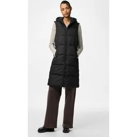 PIECES PCBEE Longline vatteret vest med hætte - Sort