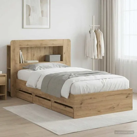 vidaXL Sengestel med opbevaring Artisan-eg 80 x 200 cm