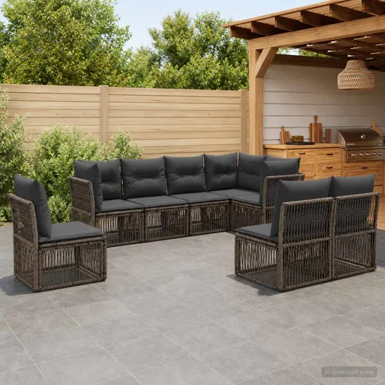 vidaXL Havesofa Sæt 8 stk. Grå Polyrattan