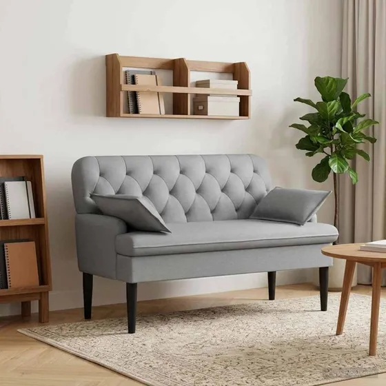 vidaXL Lænestol med knap tufting, lysegrå, 111 x 68 x 80 cm
