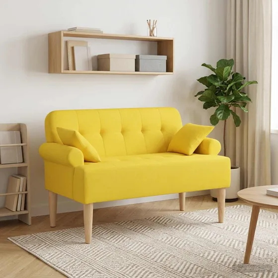 vidaXL Lænestol med knap tufting, Lys Gul, 120 x 65 x 79 cm