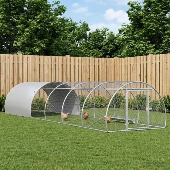 vidaXL Kyllingehus Sølv 600 x 150 x 100 cm - Galvaniseret stål