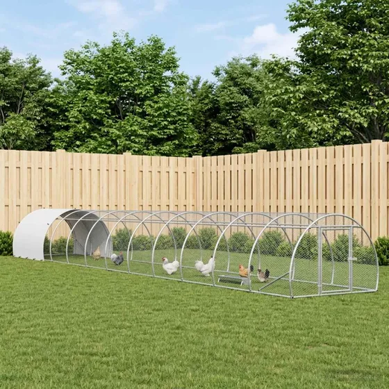 vidaXL Kyllingehus Sølv 1200 x 150 x 100 cm - Galvaniseret stål