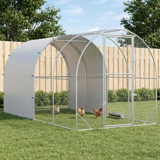 vidaXL Kyllingehus Sølv 400 x 200 x 200 cm - Galvaniseret stål