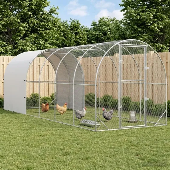 vidaXL Kyllingehus Sølv 600 x 200 x 200 cm - Galvaniseret stål