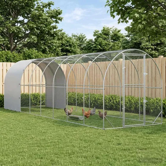vidaXL Kyllingehus Sølv 800 x 200 x 200 cm - Galvaniseret stål