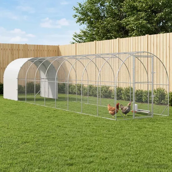 vidaXL Kyllingehus Sølv 1000 x 200 x 200 cm - Galvaniseret Stål