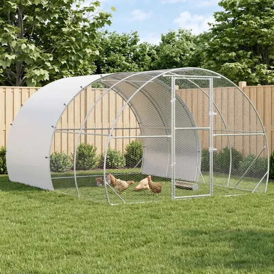 vidaXL Kyllingehus Sølv 400 x 300 x 200 cm - Galvaniseret stål