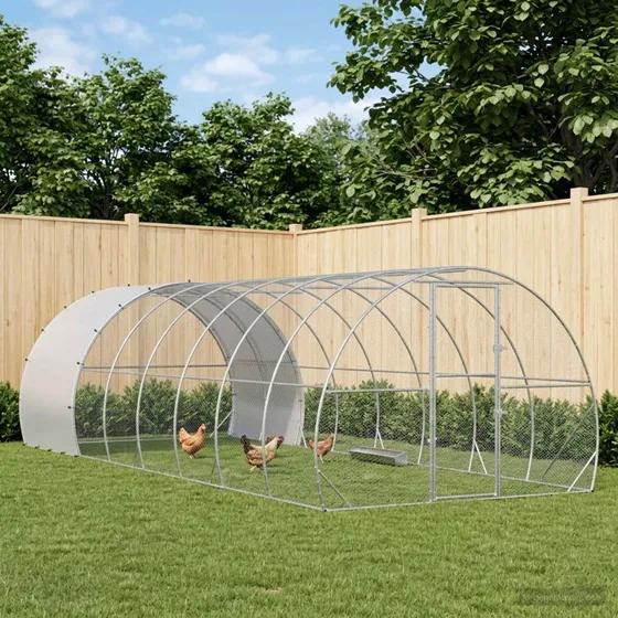 vidaXL Kyllingehus Sølv 800 x 300 x 200 cm i Galvaniseret Stål