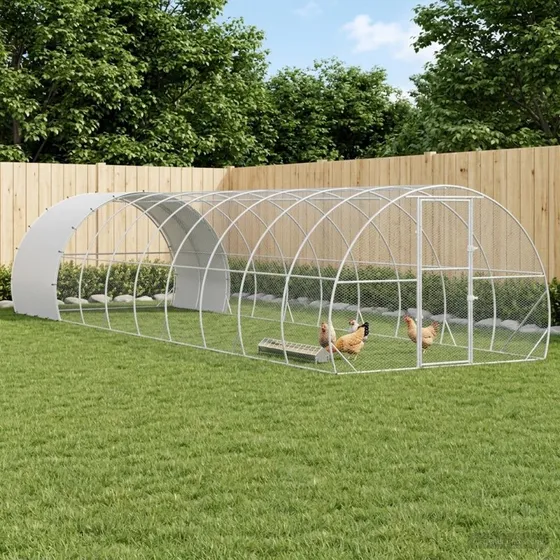 vidaXL Kyllingehus Sølv 1000 x 300 x 200 cm - Galvaniseret stål
