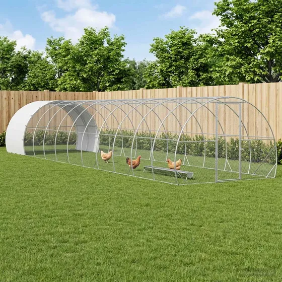 vidaXL Kyllingehus Sølv 1200 x 300 x 200 cm - Galvaniseret stål