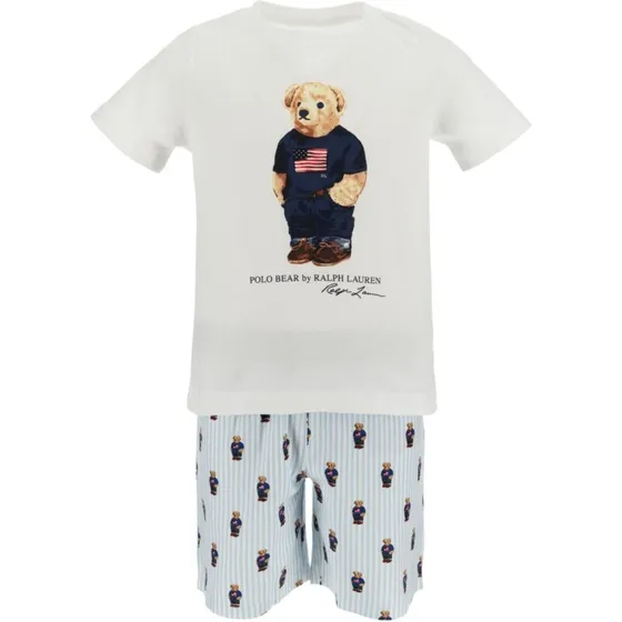 Polo Ralph Lauren Bjørn T-shirt & Shorts sæt - Hvid/Elite Blue