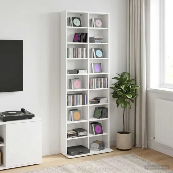 vidaXL CD-skab Hvid 65 x 23,5 x 175 cm
