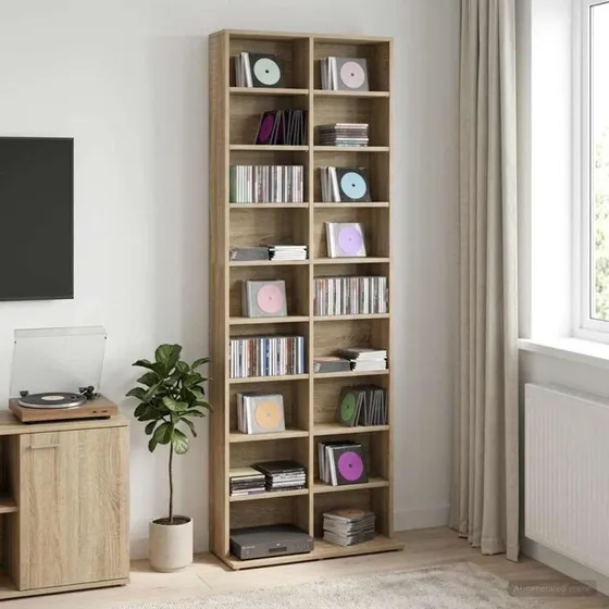 vidaXL CD-skab i Sonoma-eg, 65 x 23,5 x 175 cm