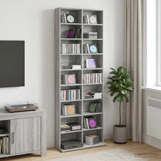 vidaXL CD-skab i Grå Sonoma – 65 x 23,5 x 175 cm