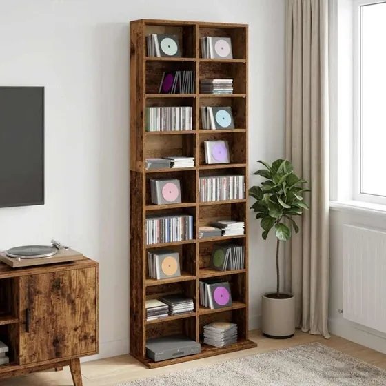 vidaXL CD-skab i egetræ, 65 x 23,5 x 175 cm