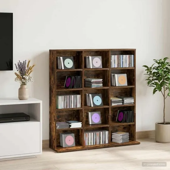 vidaXL CD-skab i røget eg, 96 x 23,5 x 97,5 cm