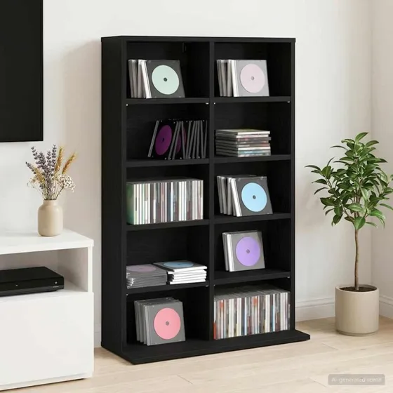 vidaXL CD-skab i sort eg, 65 x 23,5 x 97,5 cm