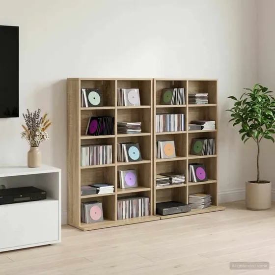 vidaXL CD-skab 2 stk. i Sonoma-eg, 65 x 23,5 x 97,5 cm