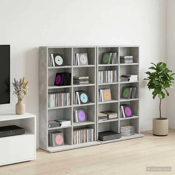 vidaXL CD-skab 2 stk. Betongrå 65 x 23,5 x 97,5 cm