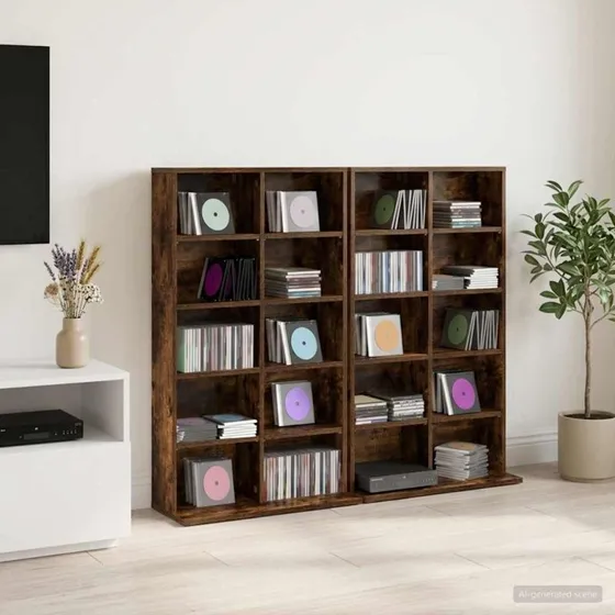 vidaXL CD-skab 2 stk. Røget eg 65 x 23,5 x 97,5 cm