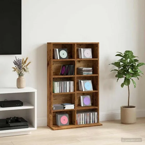 vidaXL CD-skab i egetræ, 65 x 23,5 x 97,5 cm