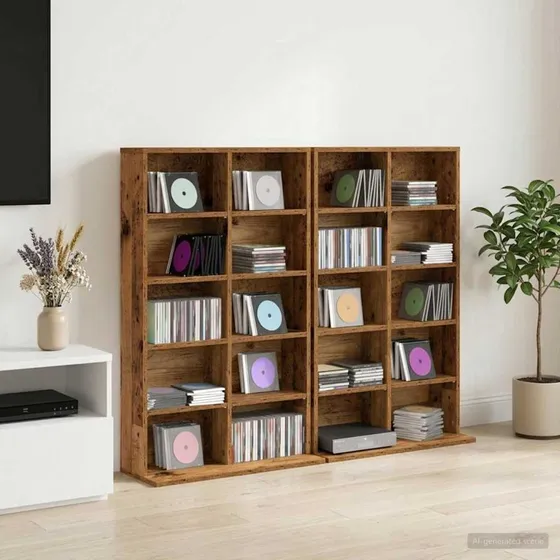 vidaXL CD-skab 2 stk. i egetræ-look, 65 x 23,5 x 97,5 cm
