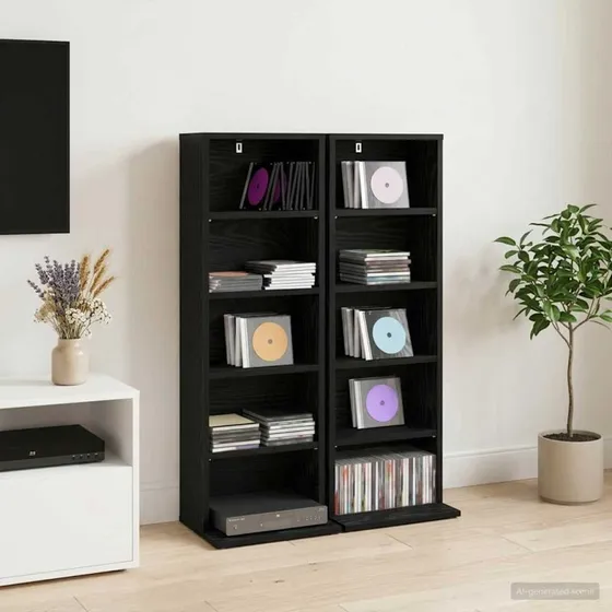 vidaXL CD-skab 2 stk. Sort eg 33 x 23,5 x 97,5 cm