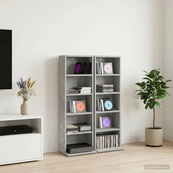 vidaXL CD-skab 2 stk. Betongrå 33 x 23,5 x 97,5 cm