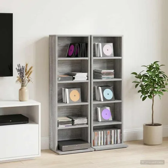 vidaXL CD-skab 2 stk. Grå Sonoma 33 x 23,5 x 97,5 cm