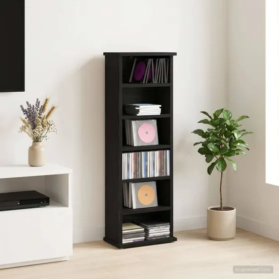 vidaXL CD-skab Sort Eg 60 x 17 x 92 cm