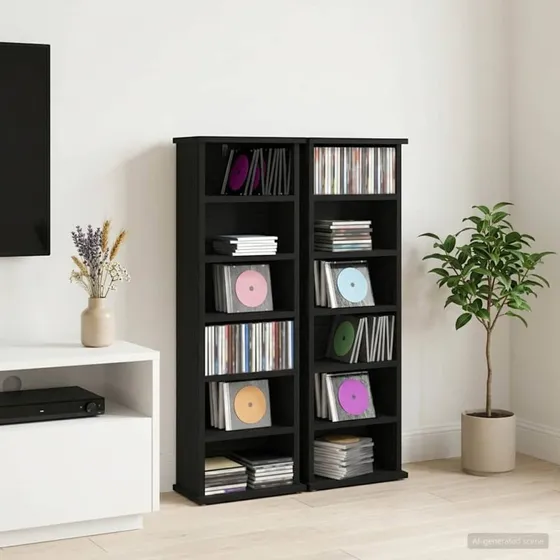 vidaXL CD-skab 2 stk. Sort eg 60 x 17 x 92 cm