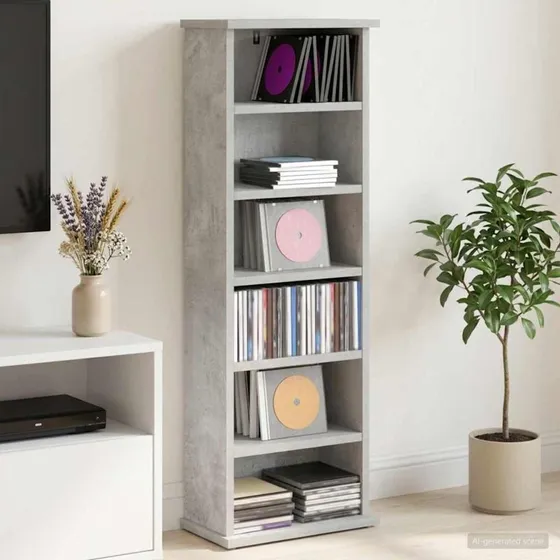 vidaXL CD Skab Betongrå 60 x 17 x 92 cm