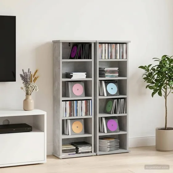 vidaXL CD-skab 2 stk. Betongrå 60 x 17 x 92 cm