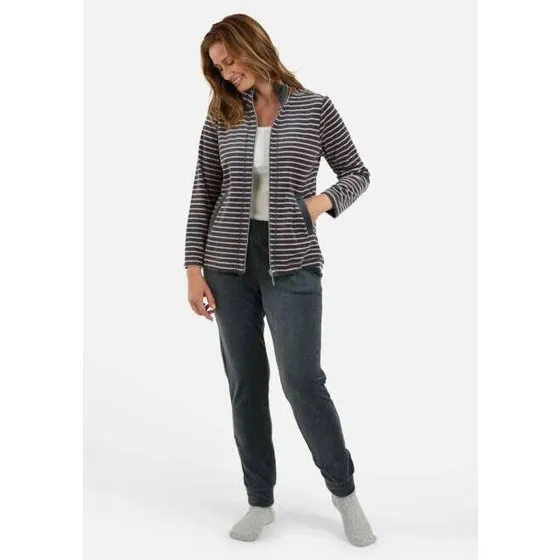 BRANDTEX Stribet Joggingsæt - Grå/Rosa i Let Fleece