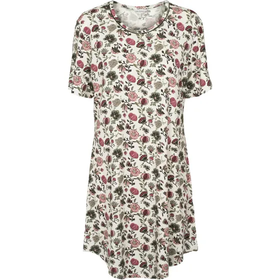 Lady Avenue Lang bambus natkjole Forrest Flower, kortærmet (M)