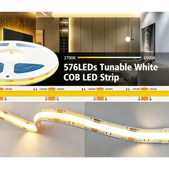 COB LED Strip 5m CCT RA97 24V DC IP20 - 10W/m