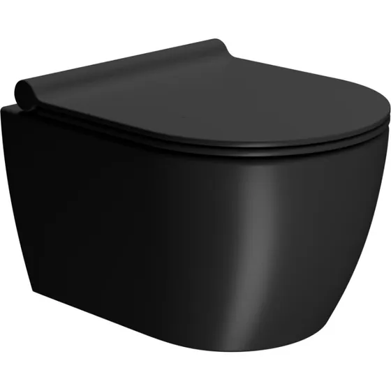 GSI Pura væghængt toilet, mat sort, uden skyllekant