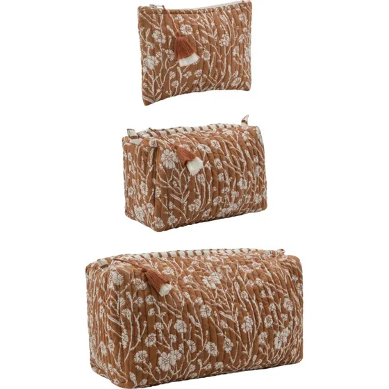 House Doctor Toilettaske Care - 3 stk. i bomuld, Terracotta/Off-white