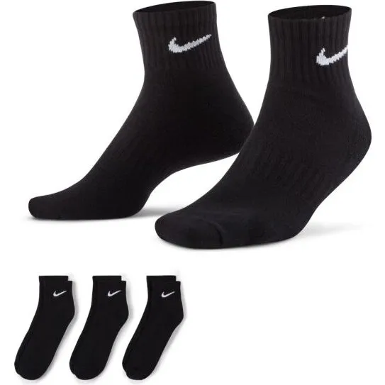 Nike Everyday Cush 3-pak Quarter sokker - Sort/Hvid/Carbon