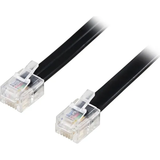 DELTACO modulkabel RJ12 til RJ12, 2m, sort
