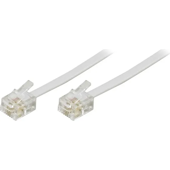 DELTACO modulkabel RJ11 til RJ11, 10m, hvid