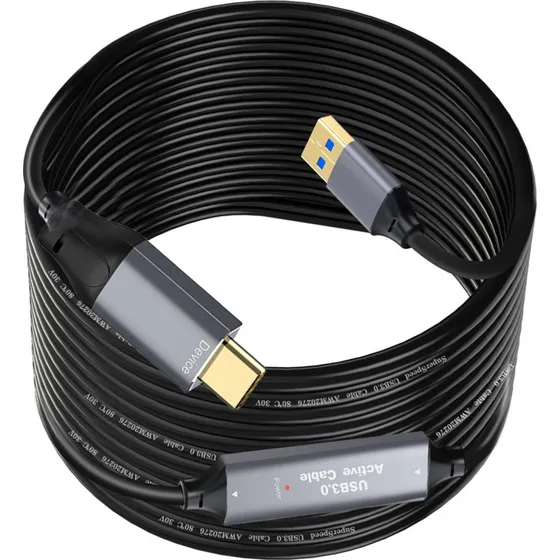 NÖRDIC Aktiv USB 3.0 A til C Kabel, 10m, 5Gbps