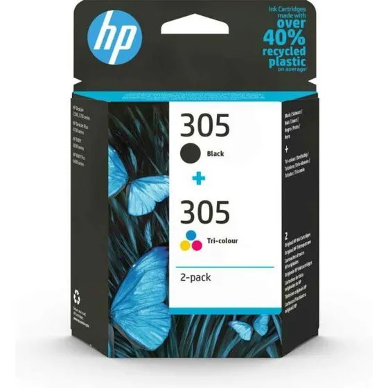 HP 305 2-pak original blæk — 1 sort + 1 farve (120+100 sider)