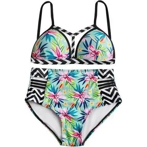 Badedragt med hj talje og Push-Up, regulerbar strop, str. S