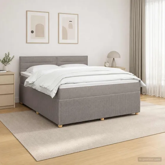 vidaXL Boxmadras med topmadras, Gråbrun, 140 x 190 cm