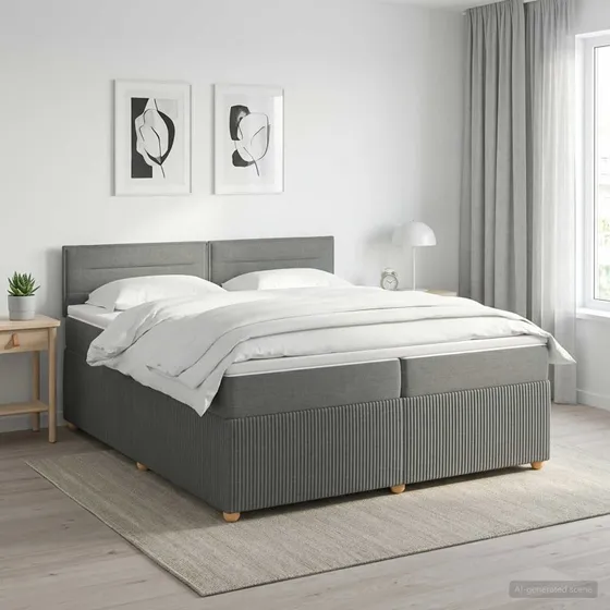 vidaXL Boxmadras med topmadras, Mørkegrå, 200 x 200 cm