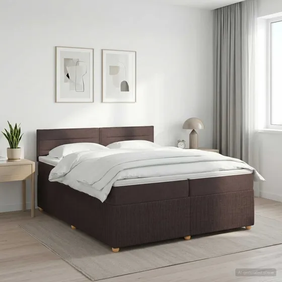 vidaXL Boxmadras med topmadras, mørk brun, 200 x 200 cm