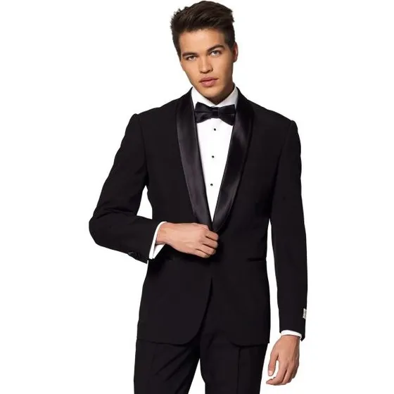 OppoSuits Slim Fit Smoking Sort med Satin Revers